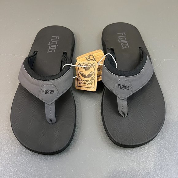 NWT FLOJOS Grey Jayden Ultra Comfort Sock With Two Tone Strap Sandals (8) - Picture 4 of 9